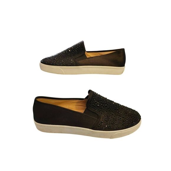 INC International Concepts Sammee2 Black Slip On Rhinestone Sneakers Size 10M - Picture 1 of 6